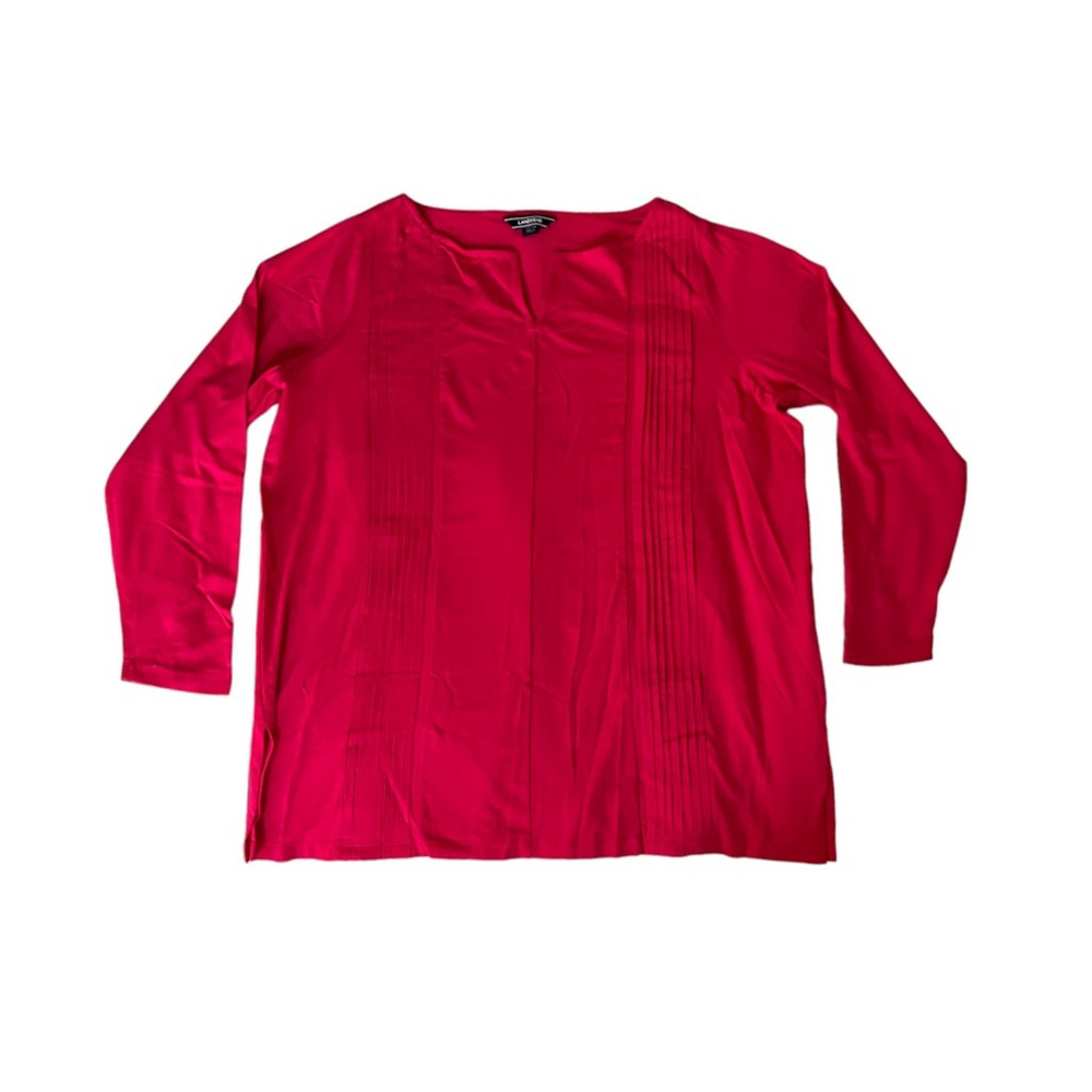 NWOT Lands’ End Pink Long Sleeve Notch Neck Tunic Top Size 1x